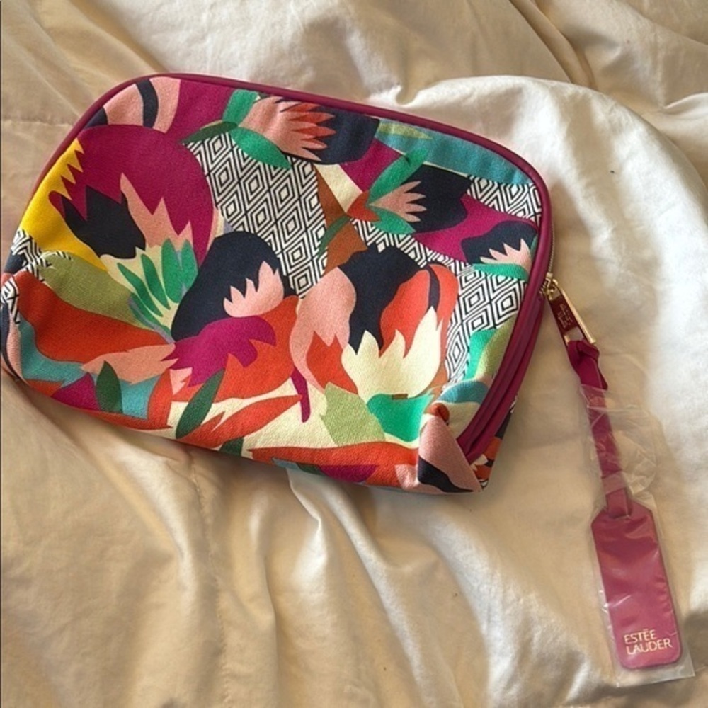 Estee Lauder Multicolor Floral travel makeup Bag new with tags